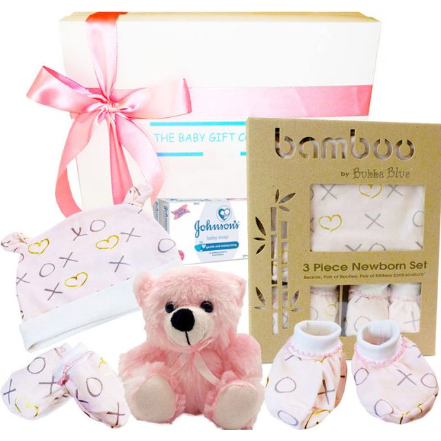 A Little Rose Baby Girl Gift Box - Baby Girl Bamboo Clothing & Teddy Bear Gift Hamper