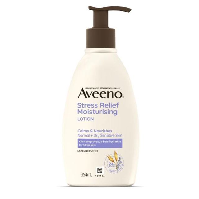 Aveeno Stress Relief Moisturising Lotion 354mL – lavender-scented daily moisturiser with colloidal oats
