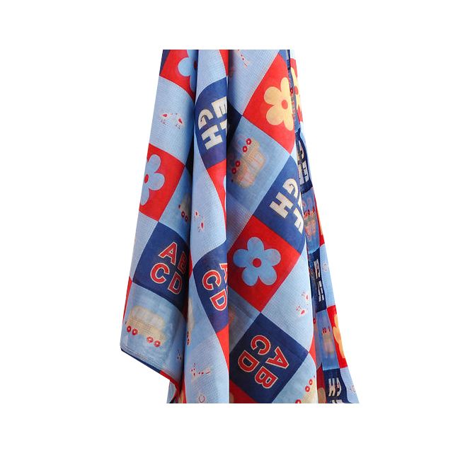 Cotton Muslin Wrap - Blue stencil