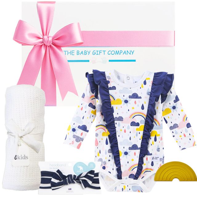 Cute as a Button Baby Girl Gift Hamper - beautifully arranged gifts for new parents