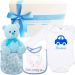 Newborn Essential Baby Boy Gift Hamper - a joyful way to welcome a new arrival and congratulate the proud parents.