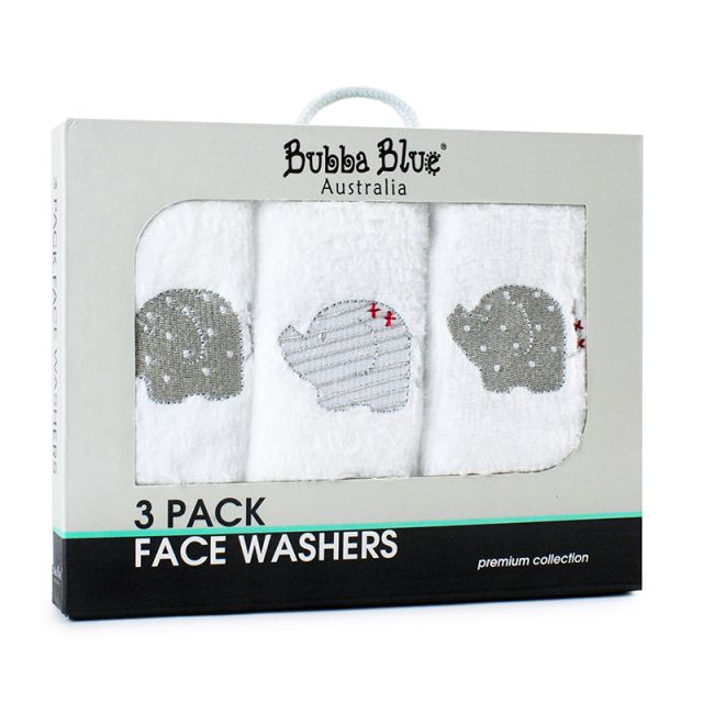 Bubba Blue Elephant Velour Face Washer Set
