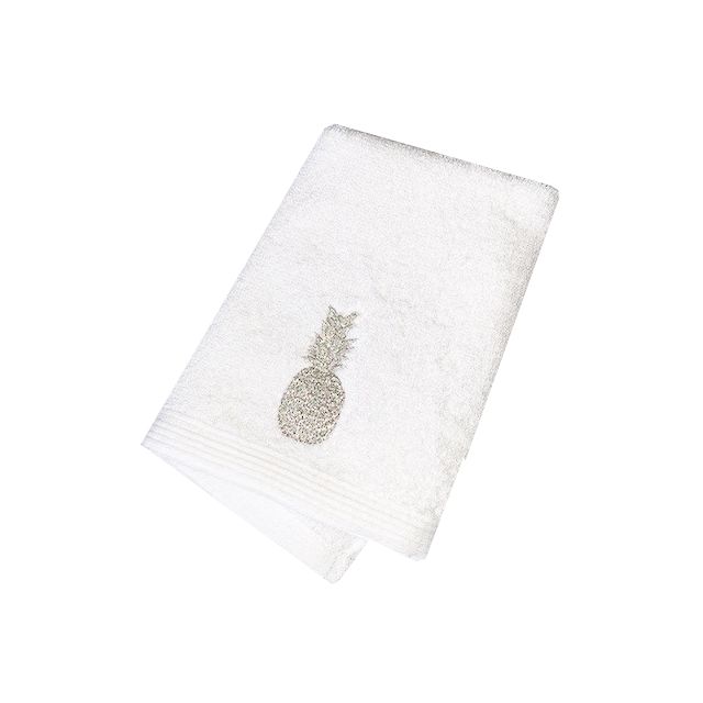 Silver Embroidered White Face Washer